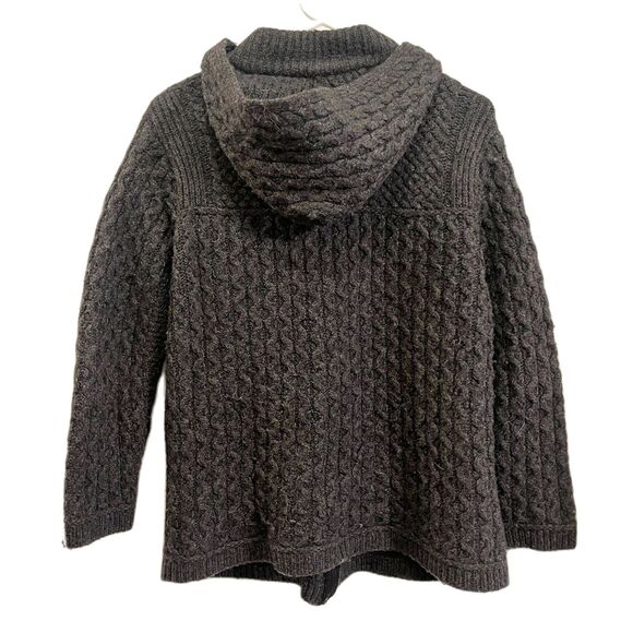 Arancrafts Gray Cable Merino Wool Full Zip Cardigan Hoodie   Women's Size Medium - Picture 5 of 8
